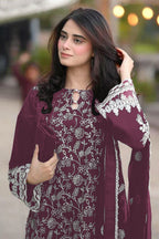 Anaita Purple Embroidered Faux Georgette Salwar Suit | Grocsy