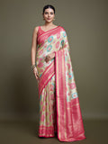 Monjolika Fashion Elegant Pink And Cream Banarasi Silk SareeWith Intricate Zari Work | Grocsy