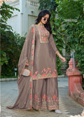 Anaita Chiku Chinon Stitched Plazzo Suit With Codding Dori & Sequence Work | Grocsy