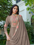 Anaita Chiku Chinon Stitched Plazzo Suit With Codding Dori & Sequence Work | Grocsy