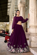 Lorenvalley Wine Georgette Sequins and Thread Embroidery work ethnic Co-ord Set | Grocsy