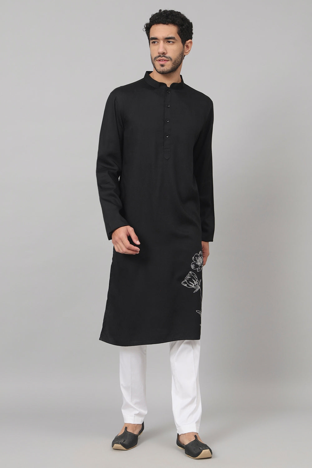 Stem Embroidery Cotton Kurta by Hilo Design | Grocsy