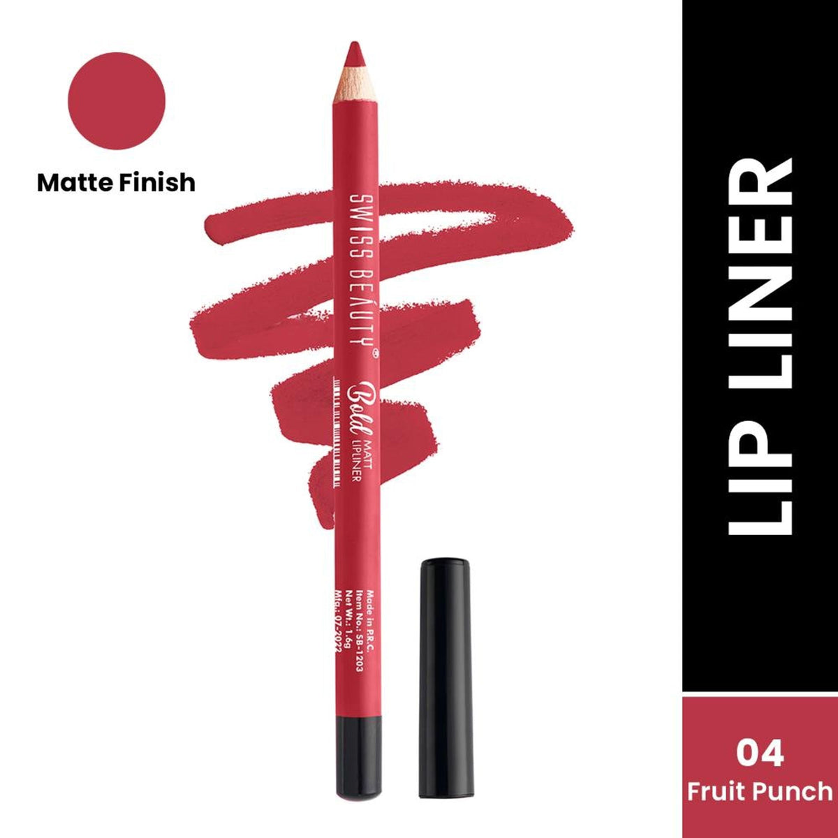 Swiss Beauty Bold Matt Lip Liner Pencil, Long-lasting , Matte Finish , Non-Drying - 4 Fruit Punch | Grocsy