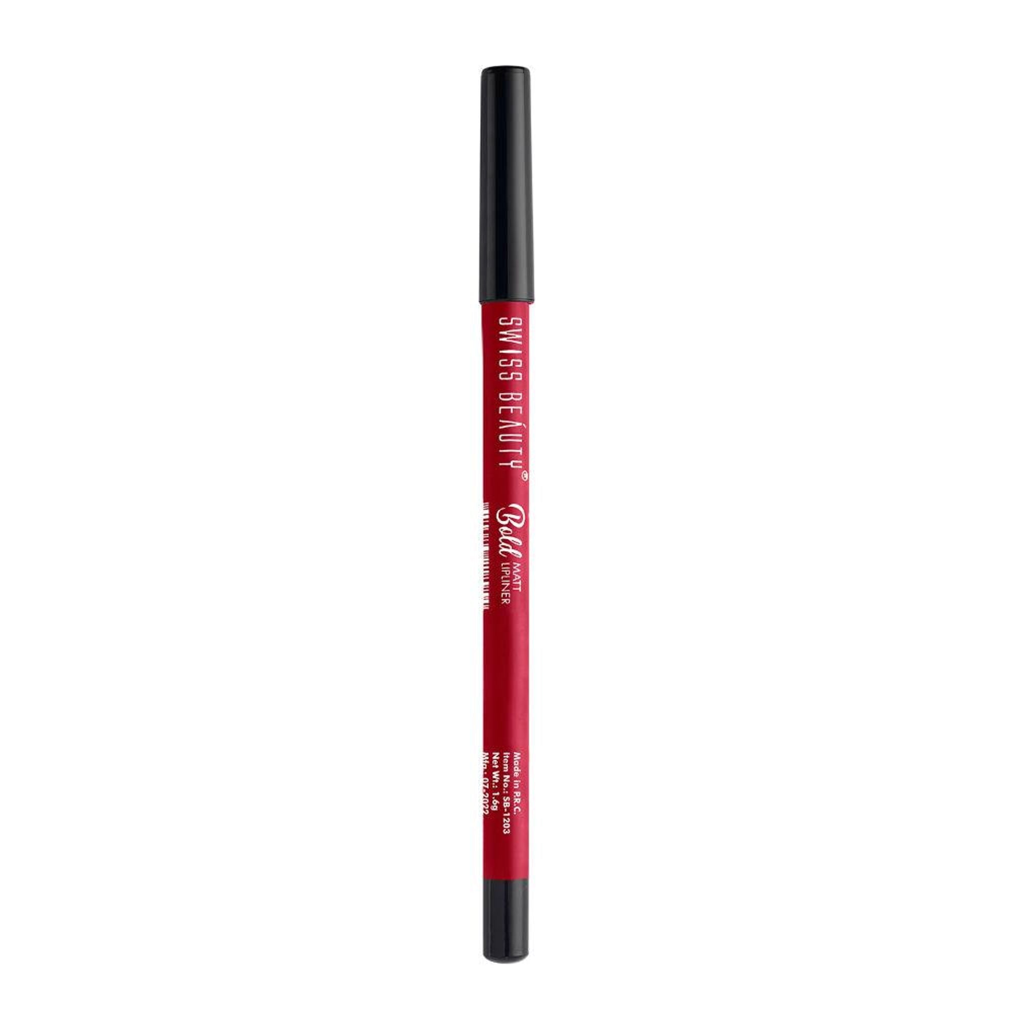 Swiss Beauty Bold Matt Lip Liner Pencil, Long-lasting , Matte Finish , Non-Drying - 7 Bright Maroon | Grocsy