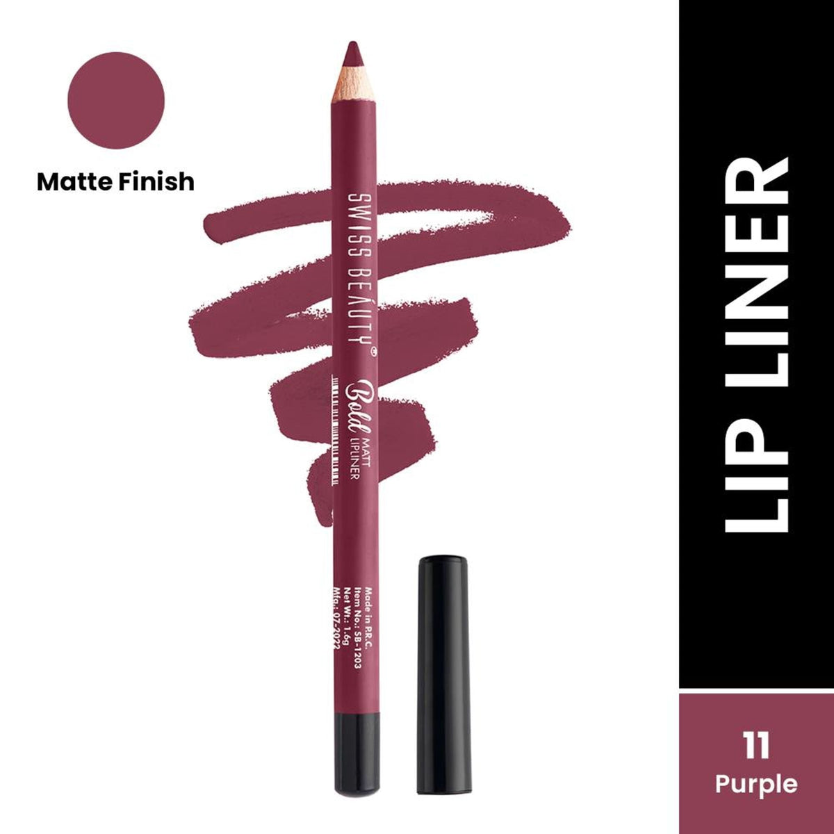 Swiss Beauty Bold Matt Lip Liner Pencil, Long-lasting , Matte Finish , Non-Drying - 11 Purple | Grocsy