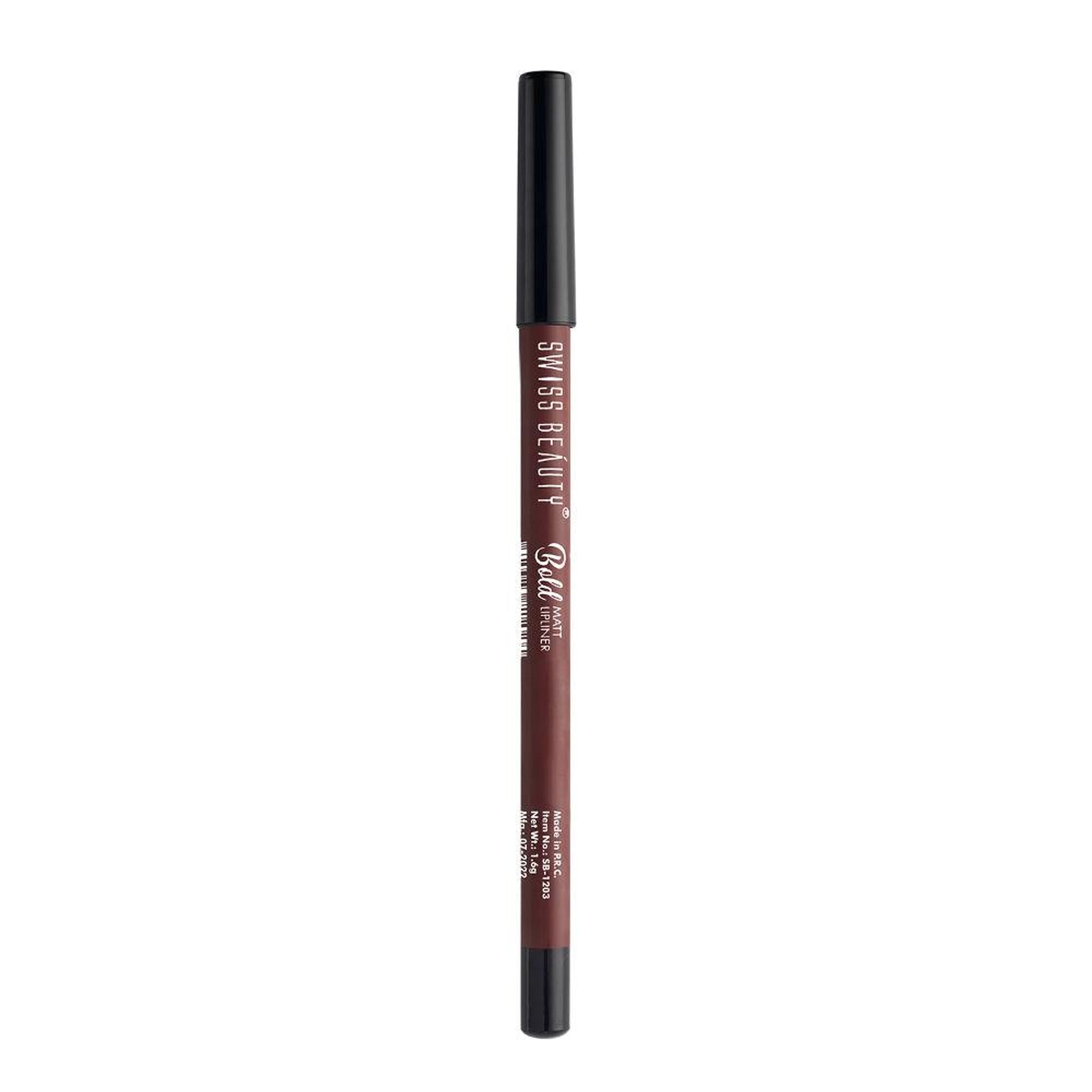 Swiss Beauty Bold Matt Lip Liner Pencil, Long-lasting , Matte Finish , Non-Drying - 12 Dark Chocolate | Grocsy