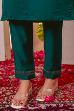 Vedant Vastram Viscose Silk Embroidery & Sequence Work Stitched Kurta Pant Dupatta Set-Green | Grocsy