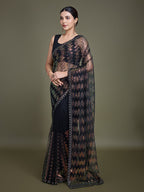 Monjolika Fashion Sequin Black Color Net Ultimate Party Wear Fashion Saree | Grocsy