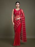 Monjolika Fashion Sequin Red Color Net Ultimate Party Wear Fashion Saree | Grocsy