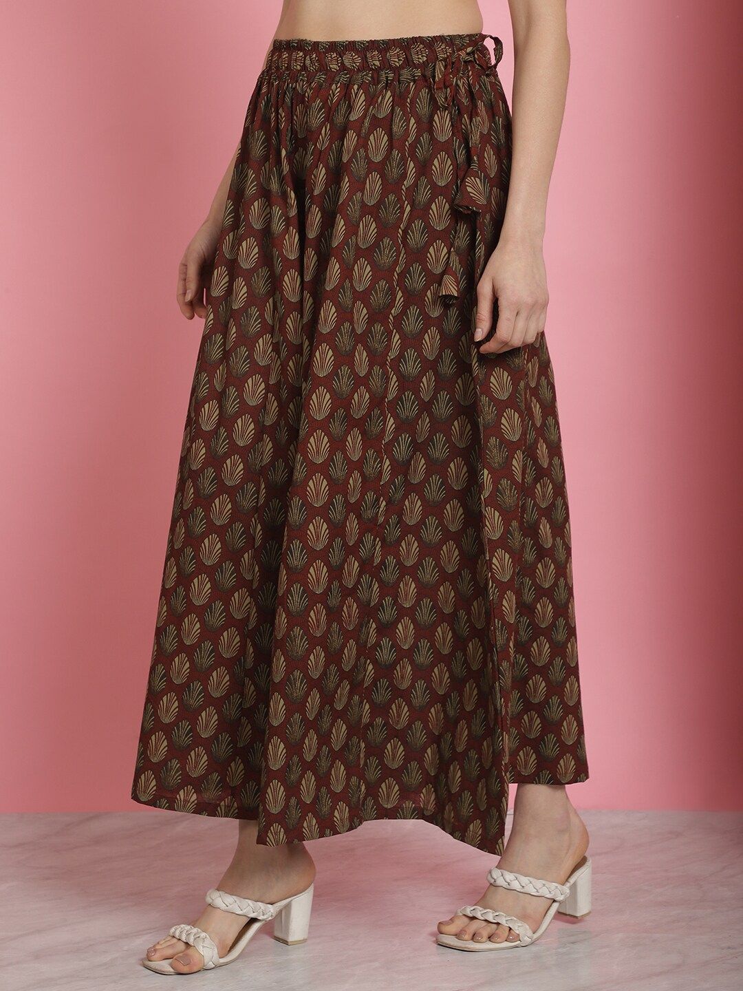 TAG 7 Floral Printed Flared Pure Cotton Ethnic Palazzos | Grocsy
