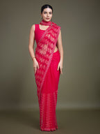 Monjolika Fashion Sequin Dark Pink Color Net Ultimate Party Wear Fashion Saree | Grocsy