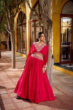 Lorenvalley Fashion Pink Vichitra Silk Thread Embroidery Work Lehenga Choli Co-ord Set | Grocsy