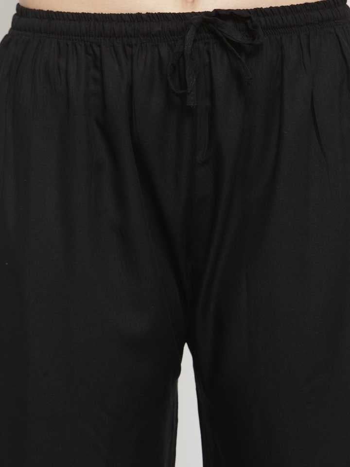 PAVONINE Black Color Straight Fit Rayon Fabric Palazzo For Women | Grocsy