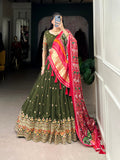 Lorenvalley Green Georgette Sequins and Thread Embroidery Work Lehenga Choli | Grocsy