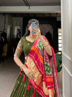 Lorenvalley Green Georgette Sequins and Thread Embroidery Work Lehenga Choli | Grocsy