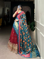 Lorenvalley Maroon Georgette Sequins and Thread Embroidery Work Lehenga Choli | Grocsy