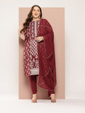 Sztori Plus-Size Gotta Patti Ethnic Motif Print Pure Cotton Kurta with Trousers & Dupatta | Grocsy