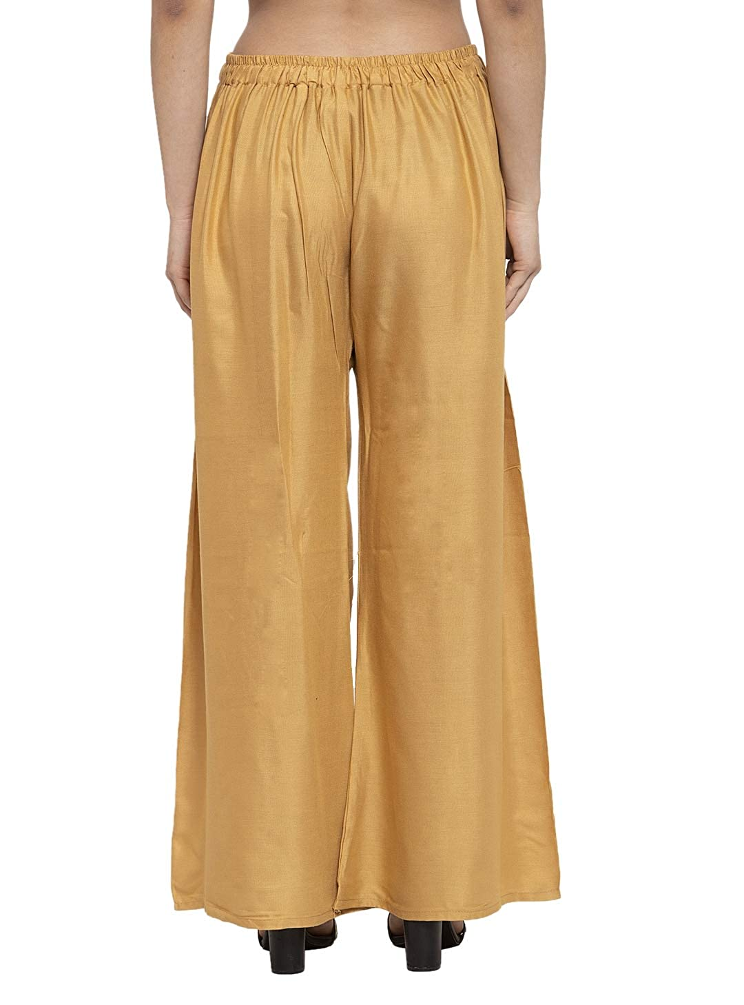 PAVONINE Beige Color Straight Fit Rayon Fabric Palazzo For Women | Grocsy