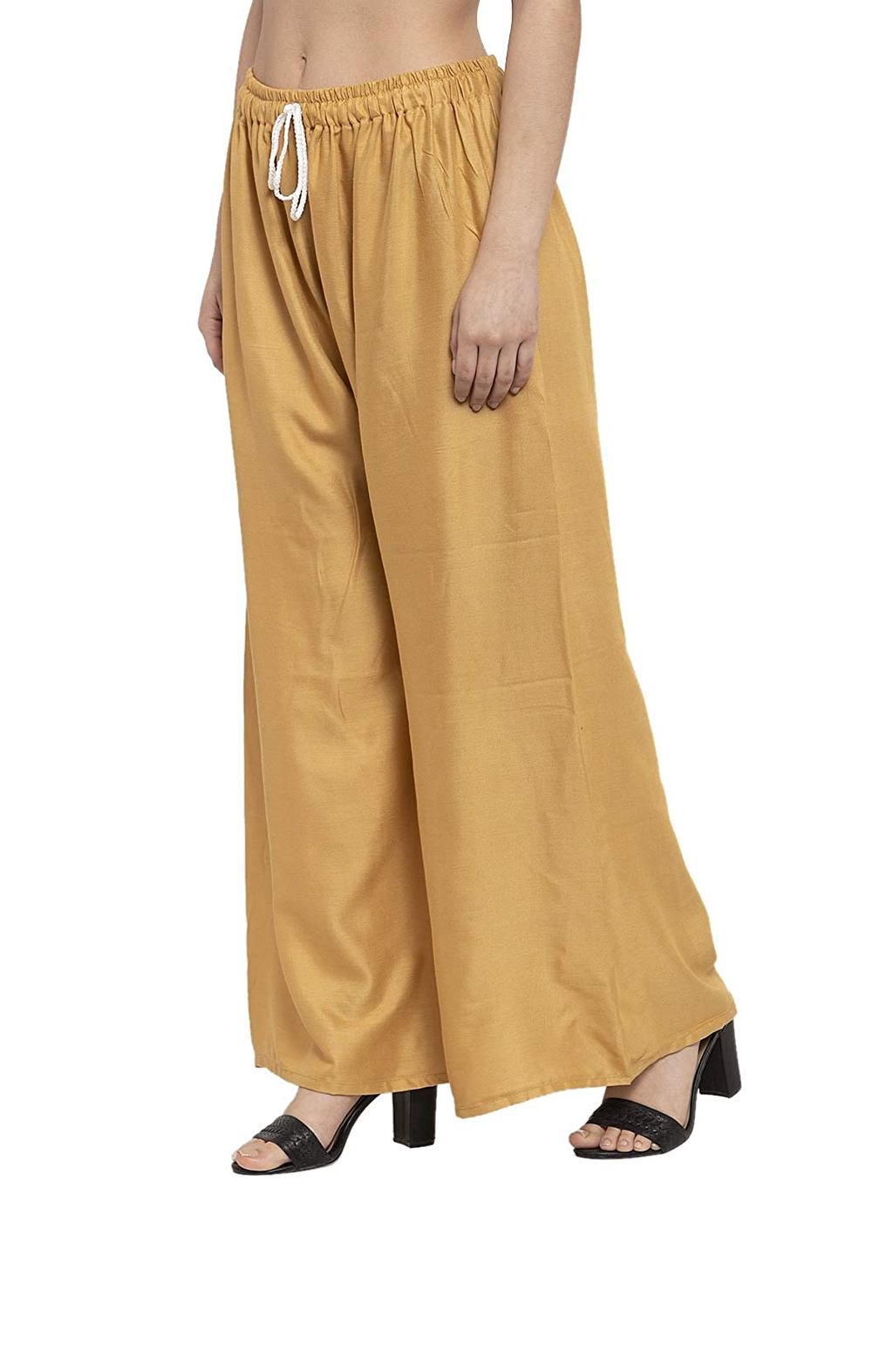 PAVONINE Beige Color Straight Fit Rayon Fabric Palazzo For Women | Grocsy