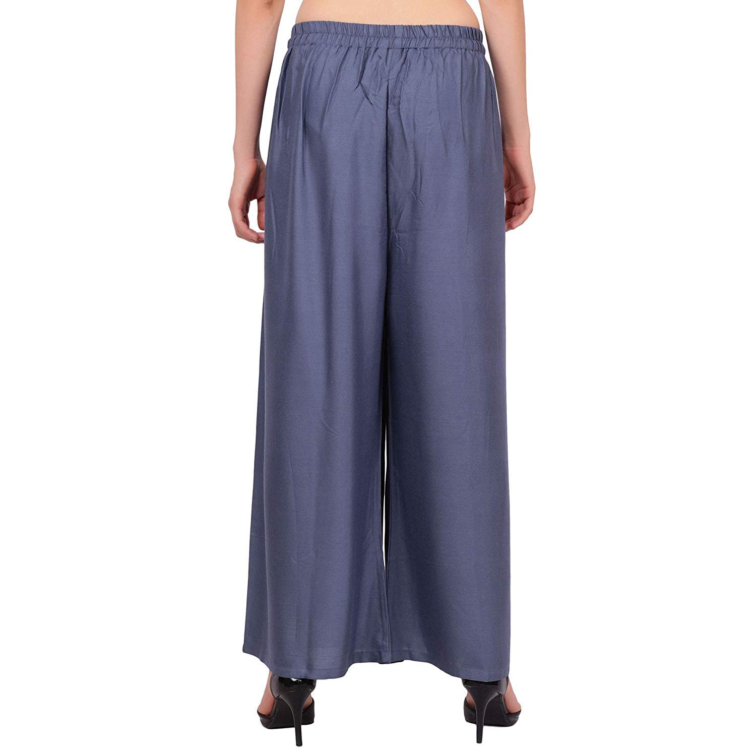 PAVONINE Grey Color Straight Fit Rayon Fabric Palazzo For Women | Grocsy