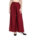 PAVONINE Maroon Color Straight Fit Rayon Fabric Palazzo For Women | Grocsy