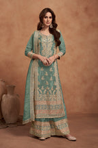 Anaita Sea Green Embroidered Silk Salwar Suit | Grocsy