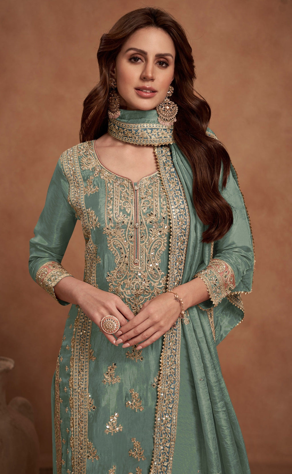 Anaita Sea Green Embroidered Silk Salwar Suit | Grocsy