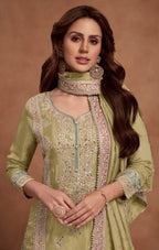 Anaita Lemon Embroidered Silk Salwar Suit | Grocsy