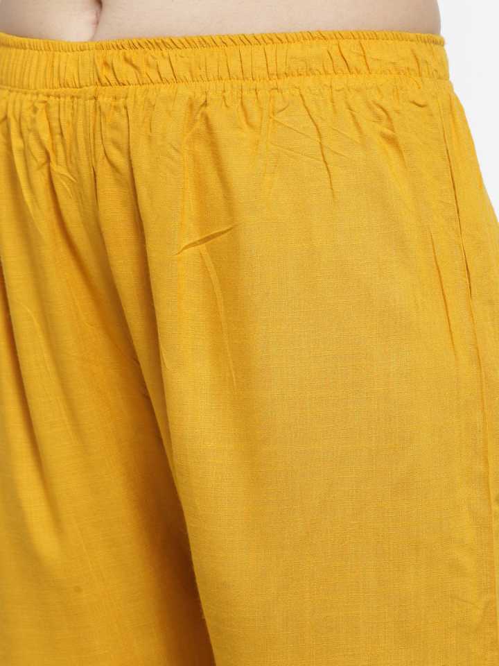 PAVONINE Mustard Color Straight Fit Rayon Fabric Palazzo For Women | Grocsy