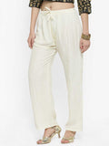 PAVONINE Off White Color Straight Fit Rayon Fabric Palazzo For Women | Grocsy