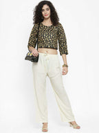 PAVONINE Off White Color Straight Fit Rayon Fabric Palazzo For Women | Grocsy