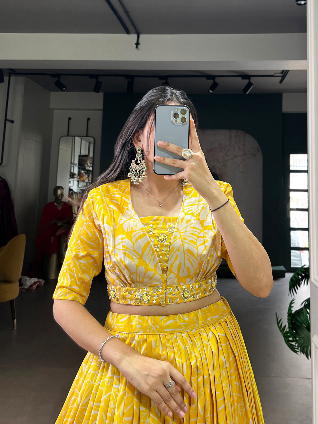 Lorenvalley Fashion Yellow Tussar Silk Printed Lehenga Choli with Koti | Grocsy
