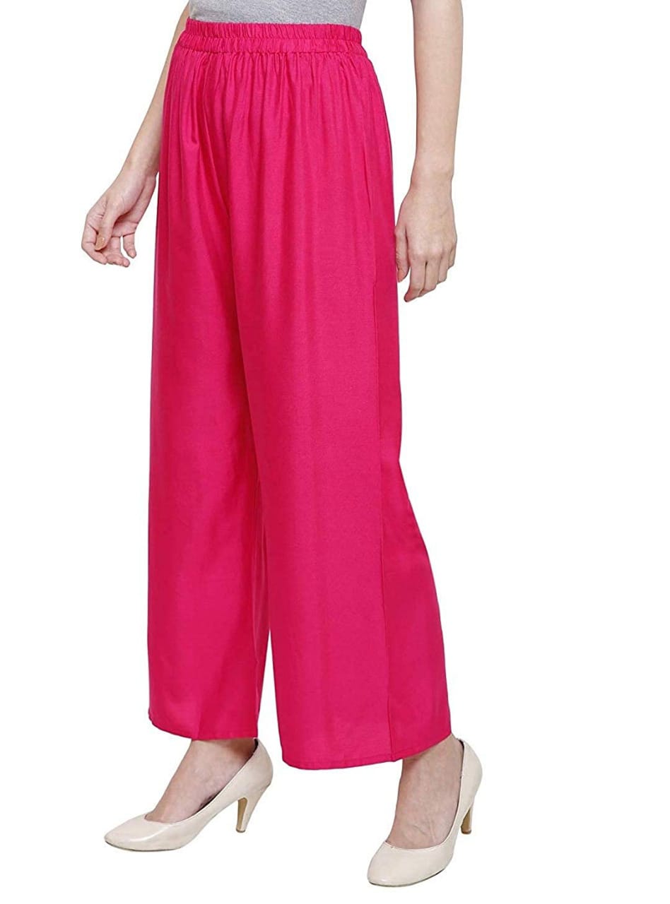 PAVONINE Rani Color Straight Fit Rayon Fabric Palazzo For Women | Grocsy