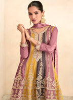 Lorenvalley Multicolor Chinon Embroidery With Sequince Work Salwar Kameez Stitched | Grocsy