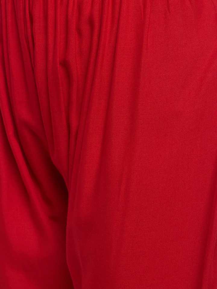 PAVONINE Red Color Straight Fit Rayon Fabric Palazzo For Women | Grocsy