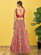 Tulsi Art Elegance Brown Mirror Work Organza Festival Wear Lehenga Choli | Grocsy