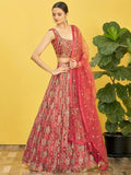 Tulsi Art Elegance Brown Mirror Work Organza Festival Wear Lehenga Choli | Grocsy