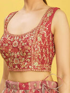 Tulsi Art Elegance Brown Mirror Work Organza Festival Wear Lehenga Choli | Grocsy