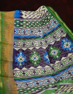 Half-White Colour With Wave Design Semi Chanderi Saree By Gayathri Reddy Designer Studio | Grocsy