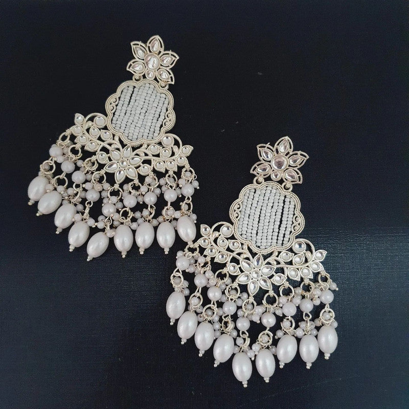 Tehzeeb Creations Gold-Polished Earrings For Women And Girls Diamond, Pearl Brass Drops & Danglers | Grocsy