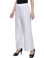 PAVONINE White Color Straight Fit Rayon Fabric Palazzo For Women | Grocsy