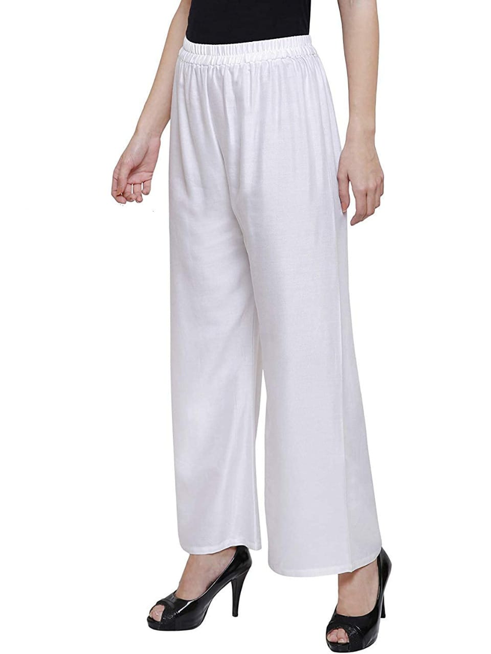 PAVONINE White Color Straight Fit Rayon Fabric Palazzo For Women | Grocsy