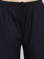 PAVONINE Navy Blue Color Straight Fit Rayon Fabric Palazzo For Women | Grocsy