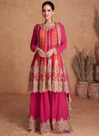 Lorenvalley Multicolor Chinon Embroidery With Sequince Work Salwar Kameez Stitched | Grocsy