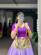 Lorenvalley Fashion Lavender Cotton Silk Zari Weaving Work Lehenga Choli | Grocsy