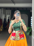 Lorenvalley Fashion Mustard Cotton Silk Zari Weaving Work Lehenga Choli | Grocsy
