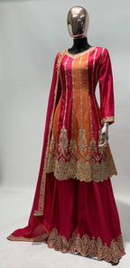 Lorenvalley Multicolor Chinon Embroidery With Sequince Work Salwar Kameez Stitched | Grocsy