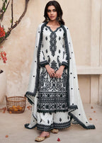 Lorenvalley White Chinon Embroidery With Sequince Work Salwar Kameez Stitched | Grocsy