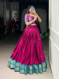 Lorenvalley Fashion Pink Poly Cotton Zari Weaving Work Lehenga Choli With Koti | Grocsy