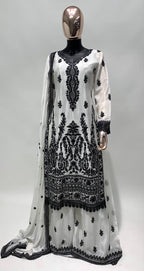 Lorenvalley White Chinon Embroidery With Sequince Work Salwar Kameez Stitched | Grocsy